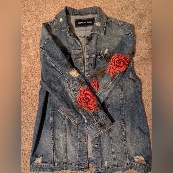 Express Blue Denim Jacket with Red Embroidery - Picture 3 of 6